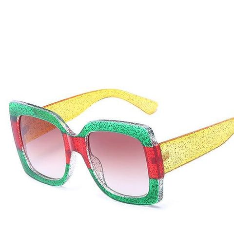 Oversized Rasta Color SunGlasses