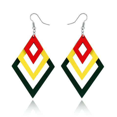 Long Geometric Rasta Earring