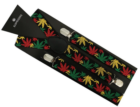Rasta Hemp Leaf Suspenders