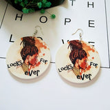 "Locks Forever" Round Wooden Earrings