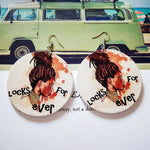 "Locks Forever" Round Wooden Earrings