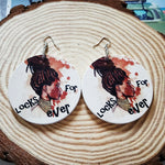 "Locks Forever" Round Wooden Earrings