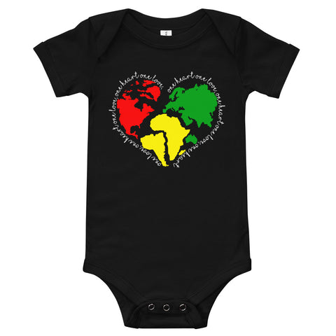 One Love One Heart Black Onesie