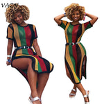 Sexy Mesh Midi Dress (Rasta/Belize Colors)