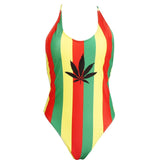 One Piece Caribbean Flag  Thong Swimsuit