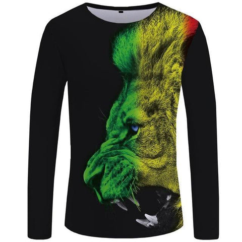 Roaring Rasta Lion Long T Shirt