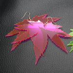 Large Green Leaf Earrings